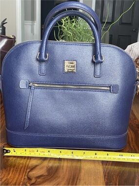 Dooney & Bourke Navy Dome Satchel with Gold Hardware